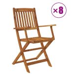 Set mobilier de exterior pliabil, 9 piese, lemn masiv de acacia
