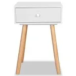 Noptiere din lemn masiv de pin 2 buc, 40 x 30 x 61 cm, alb