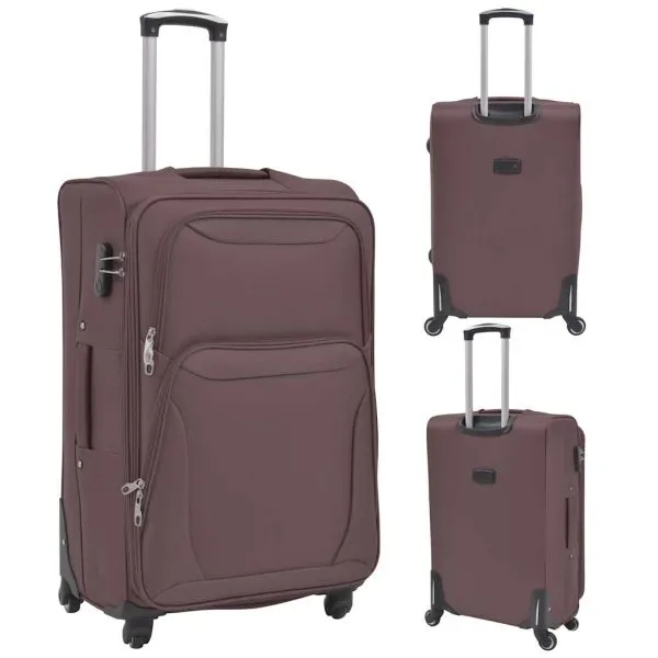 Set trolere din material textil, 3 piese, cafeniu