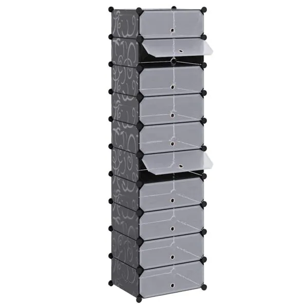 Organizator de pantofi interconectat, 10 compartimente, negru