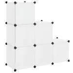 Dulap de depozitare tip cub, 6 compartimente, alb