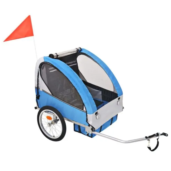 Remorcă de bicicletă, gri și albastru, 30 kg