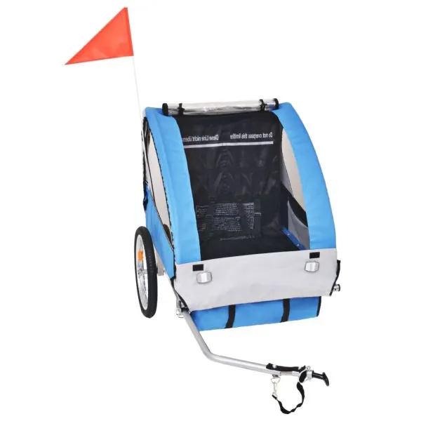 Remorcă de bicicletă, gri și albastru, 30 kg