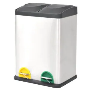 Coș gunoi cu pedale pentru reciclare, oțel inoxidabil, 36 L