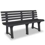 Bancă de grădină, antracit, 145,5 cm, plastic