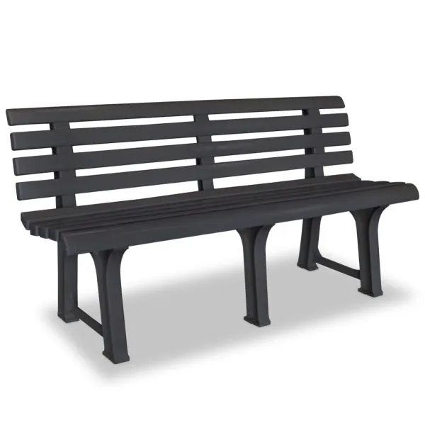 Bancă de grădină, antracit, 145,5 cm, plastic