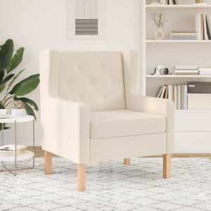 Fotoliu, alb crem, material textil