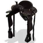 Șa Western, căpăstru & pieptar, piele naturală, 16″, negru