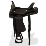 Șa Western, căpăstru & pieptar, piele naturală, 16″, negru
