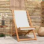 Scaun de exterior, crem, 56 x 105 x 96 cm, lemn de tec