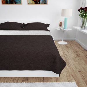 Cuvertură matlasată cu două fețe, 220×240 cm, crem și maro