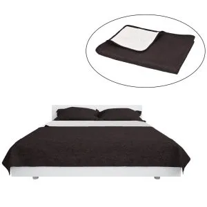 Cuvertură matlasată cu două fețe, 230×260 cm, crem și maro