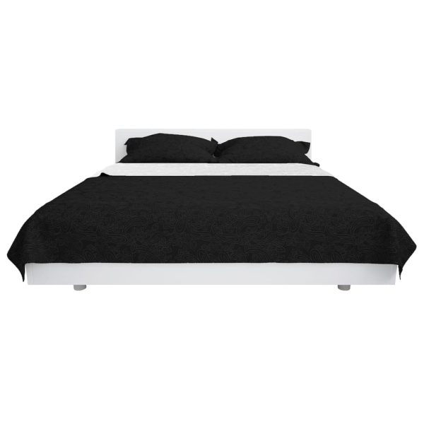 Cuvertură matlasată cu două fețe, 170×210 cm, negru și alb