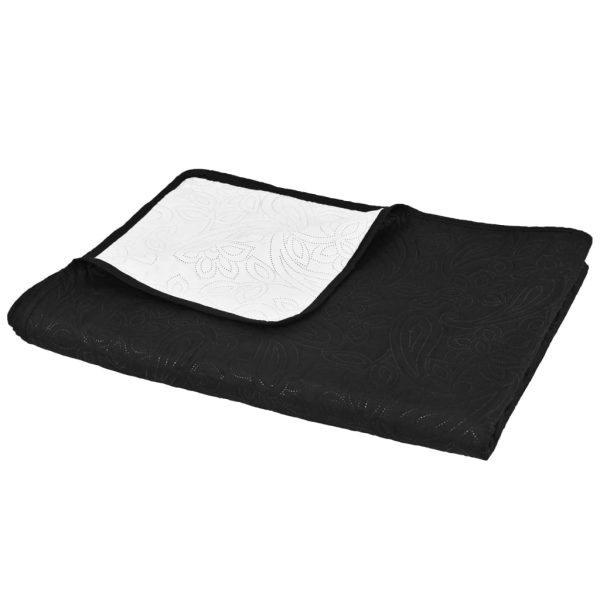 Cuvertură matlasată cu două fețe, 170×210 cm, negru și alb