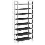 Raft încălțăminte 8 rafturi, Metal și textil nețesut, Negru