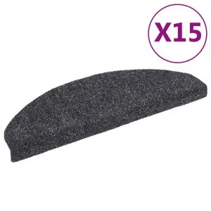 Covorașe autocolante scări, 15 buc, 65 x 21 x 4 cm, gri închis