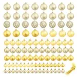 Set globuri de Crăciun 100 de piese, 3/4/6 cm, auriu
