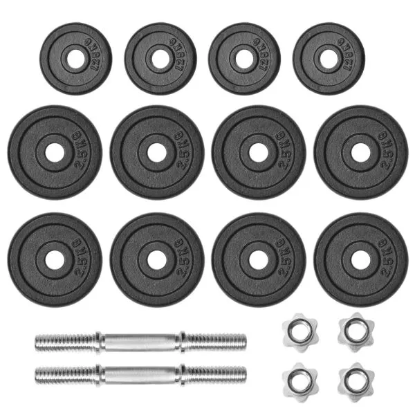 Set de gantere, 18 piese, 30 kg, fontă