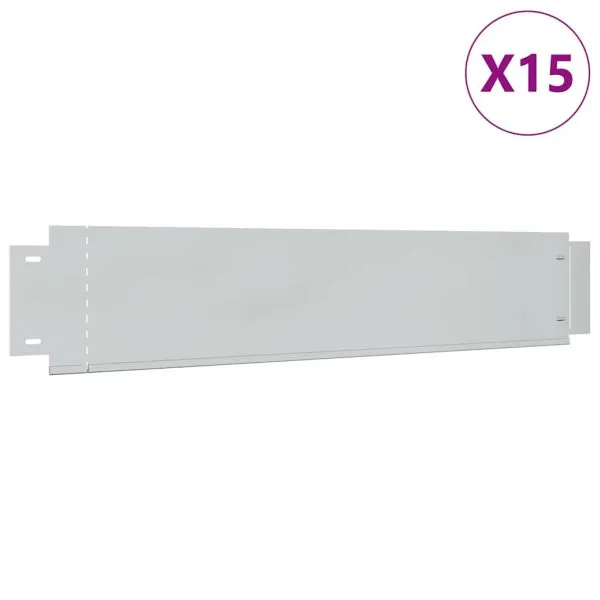 Gard de gazon, 15 buc., 100 x 20 cm, oțel galvanizat