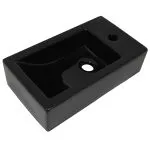 Chiuvetă cu orificiu robinet, negru, 46×25,5×12, ceramică