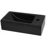 Chiuvetă cu orificiu robinet, negru, 46×25,5×12, ceramică