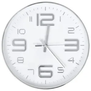 Ceas de perete, argintiu, 30 cm
