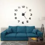 Ceas de perete 3D, negru, 100 cm, XXL, design modern