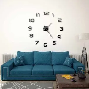 Ceas de perete 3D, negru, 100 cm, XXL, design modern