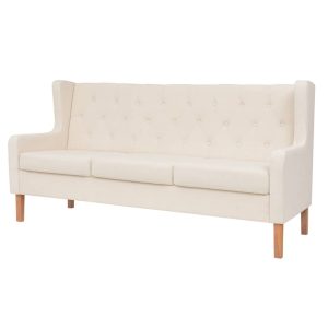 Set de canapele, 2 piese, material textil, alb crem
