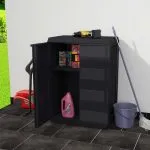 Dulap de depozitare pentru grădină, cu 1 raft, negru