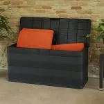 Ladă de depozitare pentru grădină, negru, 117 x 45 x 56 cm