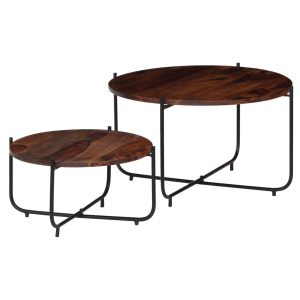 Set masă de cafea, 2 piese, lemn masiv de sheesham, 60 x 35 cm