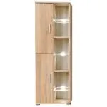 Mobilă de perete cu spațiu TV, iluminare LED, stejar sonoma