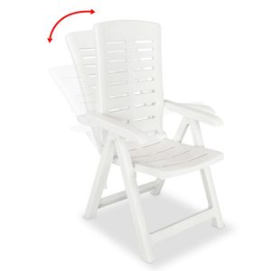Scaune de grădină rabatabile, 6 buc., alb, plastic