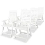 Set mobilier de exterior, 7 piese, alb, plastic
