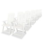 Set mobilier de exterior, 11 piese, alb, plastic