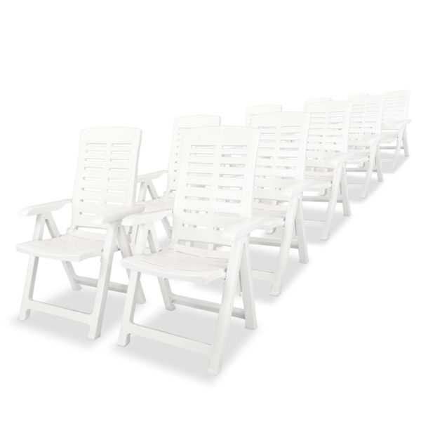 Set mobilier de exterior, 11 piese, alb, plastic