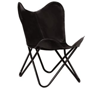 Scaun fluture, negru, piele naturală, măsură copii