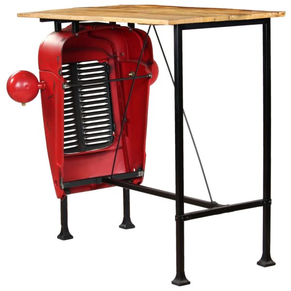 Masă bar, stil tractor, lemn masiv mango, roșu, 60x150x107 cm