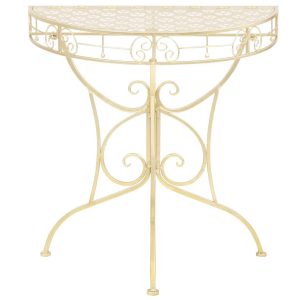 Masă laterală stil vintage semirotundă metal 72x36x74 cm auriu