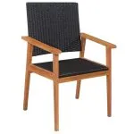 Set mobilier de exterior, 5 piese, negru și maro, poliratan