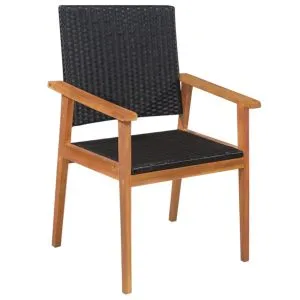 Set mobilier de exterior, 5 piese, negru și maro, poliratan