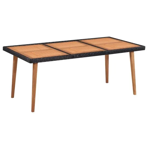 Set mobilier de exterior, 9 piese, negru și maro, poliratan