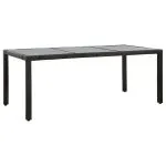 Set mobilier de exterior, 9 piese, negru, poliratan