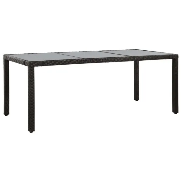 Set mobilier de exterior, 9 piese, negru, poliratan