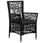 Set mobilier de exterior, 9 piese, negru, poliratan