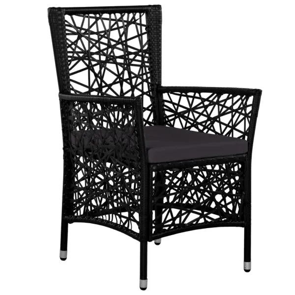 Set mobilier de exterior, 5 piese, negru, poliratan