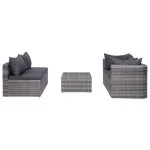 Set canapea de grădină cu perne, 5 piese, gri, poliratan