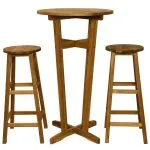 Set mobilier de bar, 3 piese, lemn masiv de salcâm