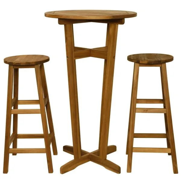 Set mobilier de bar, 3 piese, lemn masiv de salcâm